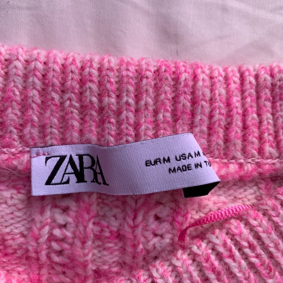 ZARA WOMAN FW23 PINK CABLE KNIT METALLIC SWEATER SIZES Medium 4331/136 - Picture 3 of 7